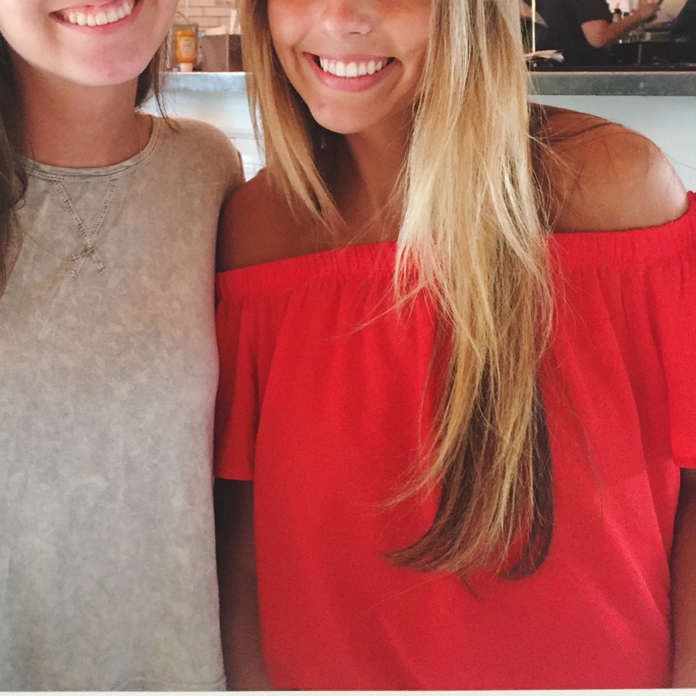 ❤️❤️RED CHIFFON OFF THE SHOULDER TOP❤️❤️